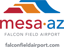 A logo for the falcon field airport.